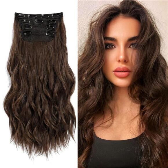 4Pcs Naturally Soft Hair Extensions, Chocolate Brown